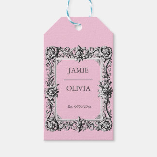 Étiquettes-cadeau PINK Custom Victorian Scroll Frame – wedding