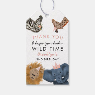Étiquettes-cadeau Pink Cute Safari Animaux Anniversaire