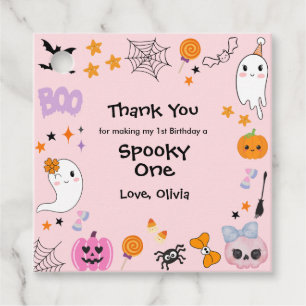 Étiquettes Cadeau Pink Éffrayant Un Halloween 1er Anniversaire Favor