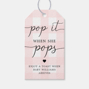 Étiquettes-cadeau Pink En vichy Pop It When She Pops Favoriser Tag