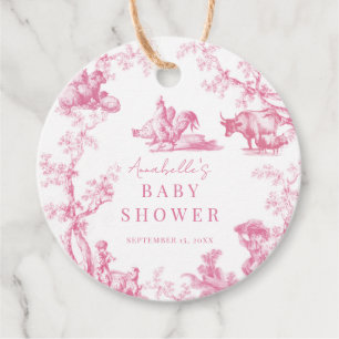 Étiquettes Cadeau Pink French Country Farm Animal Girl Baby shower