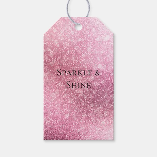 Étiquettes-cadeau Pink Glitzy Sparkle personnalisé (Devant)