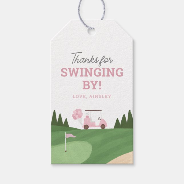 Étiquettes-cadeau Pink Golf Anniversaire (Devant)