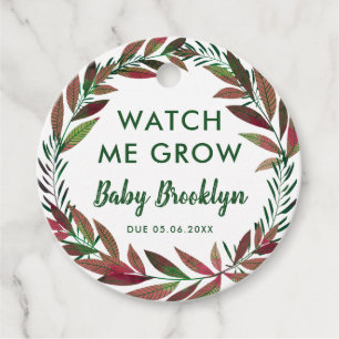Étiquettes Cadeau Pink Greenery Watch Me Cultiver Baby shower