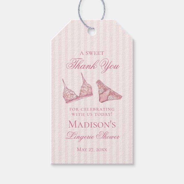 Étiquettes-cadeau Pink Lingerie Shower Bachelorette Bridal Favor (Devant)