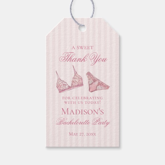 Étiquettes-cadeau Pink Lingerie Shower Bachelorette Bridal Favor (Devant)