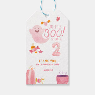 Étiquettes-cadeau Pink Little Boo tourne deux Halloween 2e Anniversa