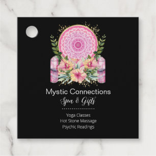 Étiquettes Cadeau Pink Mandala Crystals Flower Energy Yoga Reiki Spa