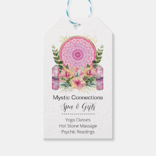 Étiquettes-cadeau Pink Mandala Crystals Flower Energy Yoga Reiki Spa
