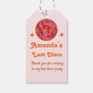 Étiquettes-cadeau Pink Orange Super Dernière disco Bachelorette