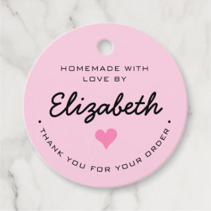 Étiquettes Cadeau Pink Personnalisé fait maison avec Merci d'amour