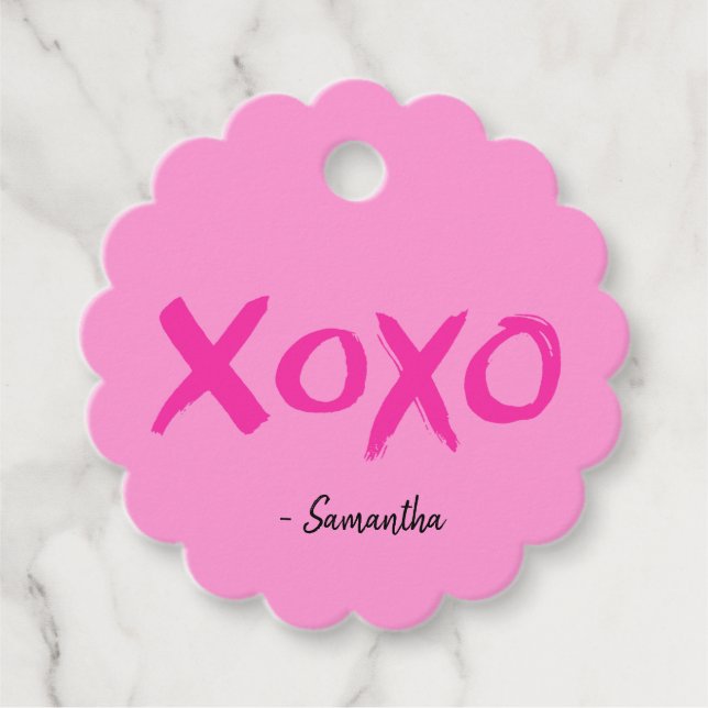 Étiquettes Cadeau Pink Personnalisé la Saint-Valentin xoxo valentine (Devant)