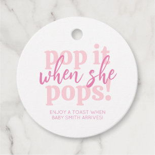 Étiquettes Cadeau Pink Pop It When She Pops Baby shower Cadeau