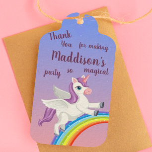 Étiquettes-cadeau Pink Purple Pastel Enfants Magique Unicorn Anniver