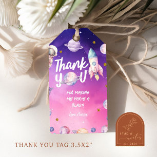 Étiquettes-cadeau Pink Purple Planet Space Girl's Birthday Gift Tags