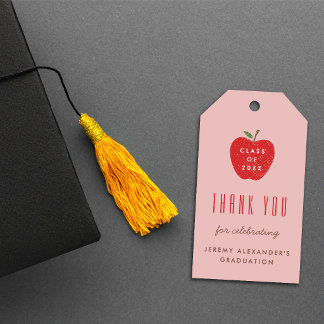 Étiquettes-cadeau Pink Red Apple Graduation Party Favor Gift Tag