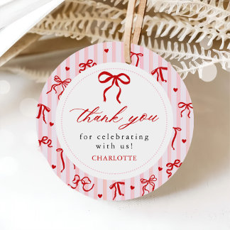 Étiquettes Cadeau Pink Red Coquette Bow Valentine Baby Shower