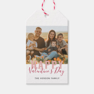 Étiquettes-cadeau Pink Red Valentine`Script de la fête de la Saint-V