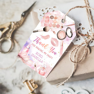 Étiquettes-cadeau Pink Spa Party Glam Maquillage Anniversaire Balise