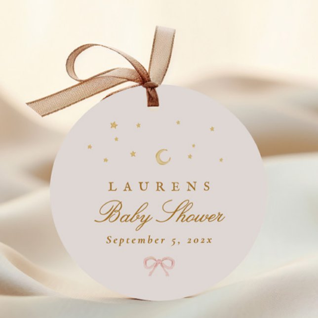 Étiquettes Cadeau Pink Stars Moon Princess Fairytale Baby shower (Créateur téléchargé)