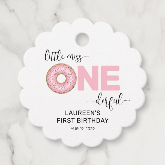 Étiquettes Cadeau Pink Sweet Little MI 1er anniversaire (Devant)