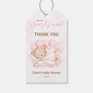 Étiquettes-cadeau Pink We Can Bearly Wait Bear Baby shower Tags cade