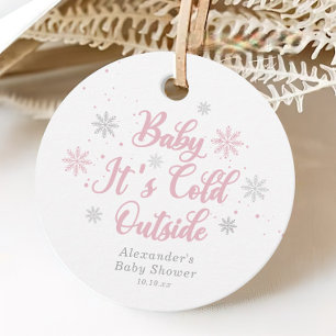 Étiquettes Cadeau Pink Winter Wonderland Baby shower
