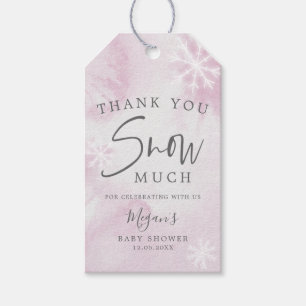 Étiquettes-cadeau Pink Winter Wonderland Merci neige beaucoup