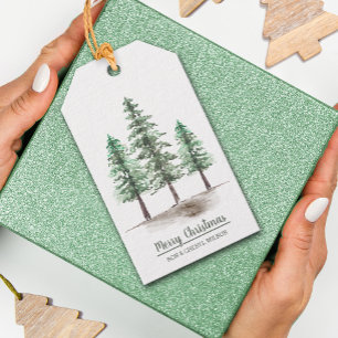 Étiquettes-cadeau Pins neigeux Noël