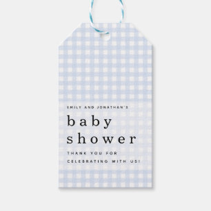 Étiquettes-cadeau Pique-nique Baby shower Noms Bleu En vichy Favoris