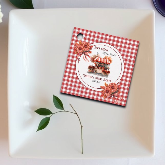 Étiquettes Cadeau Pique-nique champêtre en vichy pour la fête de mar (Créateur téléchargé)