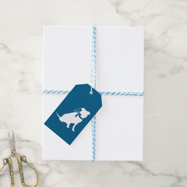 Étiquettes-cadeau Pit Bull Baby shower Pitbull Chien Blue Boy (Avec de laficelle)