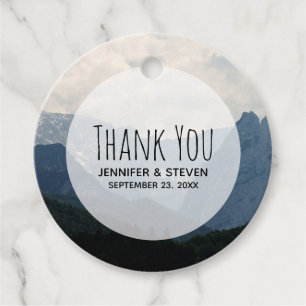 Étiquettes Cadeau Pittoresque Alpine Mountains Nature Photo Mariage