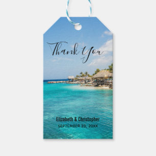 Étiquettes-cadeau Pittoresque Tropical Beach Island Photo Merci
