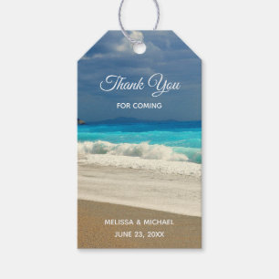 Étiquettes-cadeau Pittoresque Turquoise Blue Sea Beach Mariage photo