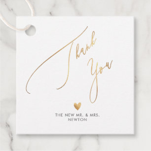 Étiquettes Cadeau PixDezines Faux Gold Luxe Calligraphie Merci Fa