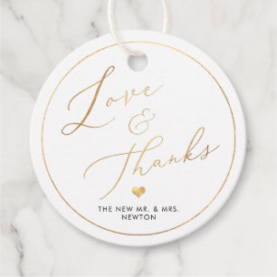 Étiquettes Cadeau PixDezines Faux Or Luxe Calligraphie Merci