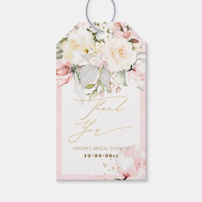 Étiquettes-cadeau PixDezines H2 Blush Cream Rose Merci (Devant)