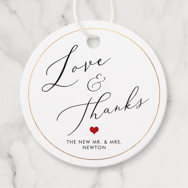 Étiquettes Cadeau PixDezines Luxe Calligraphie Aimer & Merci (Devant)