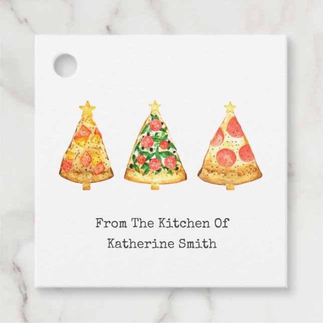 Étiquettes Cadeau Pizza Arbre de Noël de la cuisine de (Devant)