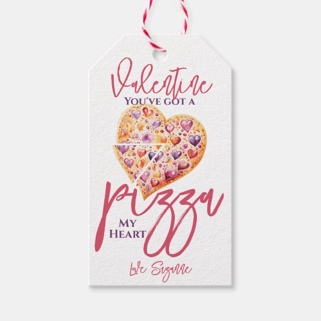 Étiquettes-cadeau Pizza de la Saint Valentin Mon coeur (Devant)