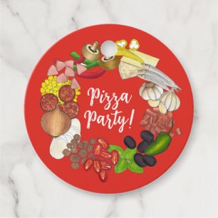 Étiquettes Cadeau Pizza Party Topings Italien Food Pizzeria Pie