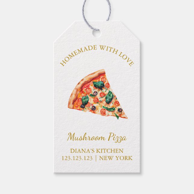 Étiquettes-cadeau Pizza simple fait maison Hang Tag l Blanc (Devant)