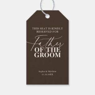 Étiquettes-cadeau Place réservée au père du marié Mariage marron
