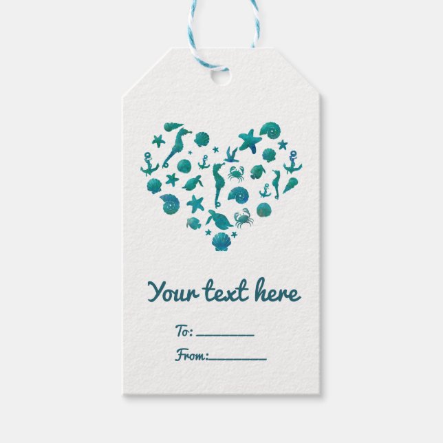 Étiquettes-cadeau Plage Choses Aquarelle Turquoise Moderne Chic Élég (Devant)