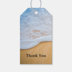 Étiquettes-cadeau Plage de sable avec Merci de Surf en mousse