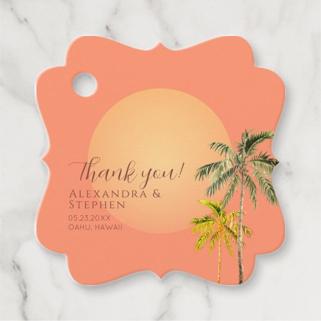 Étiquettes Cadeau Plage Italie Sunset Toscan Destination Mariage (Devant)