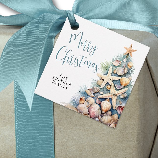 Étiquettes Cadeau Plage Joyeux Noël (Beach Merry Christmas Favor Tags)