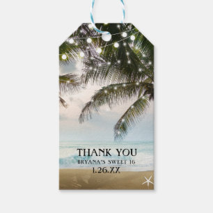 Étiquettes-cadeau Plage Tropicale Océan Palmiers & Lumières Mariage