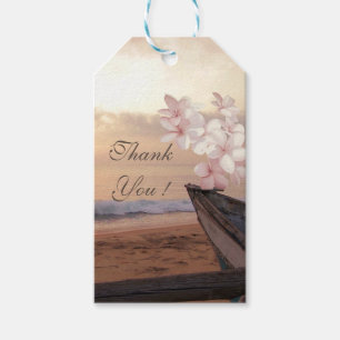 Étiquettes-cadeau Plage tropicale romantique Sunset Plumeria
